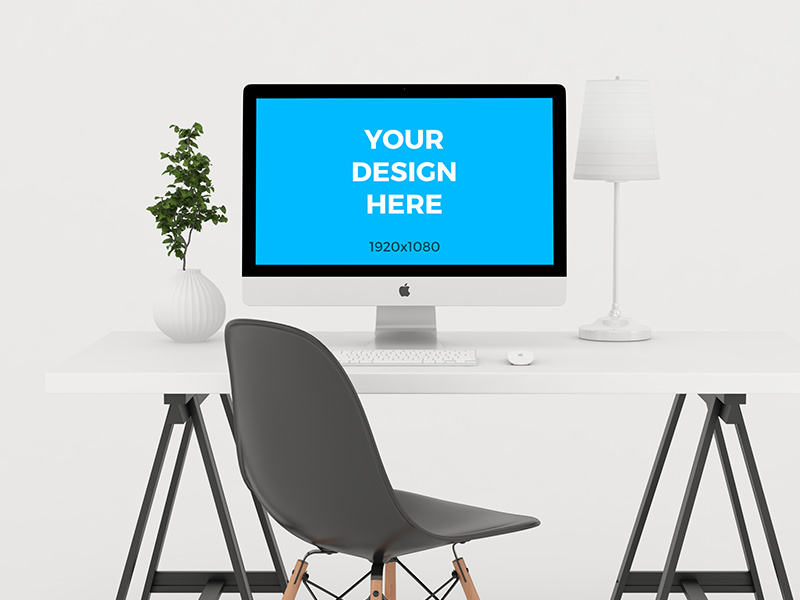 a93ab55e5987d508fe17df509cad25c2 - Free mockup - iMac on wooden table in minimalistic office